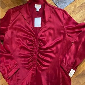 Talbots Red silk ruched blouse!  ❤️